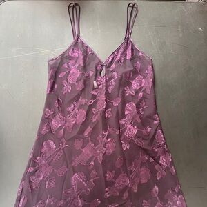 Elegant Purple Floral Lace Chemise